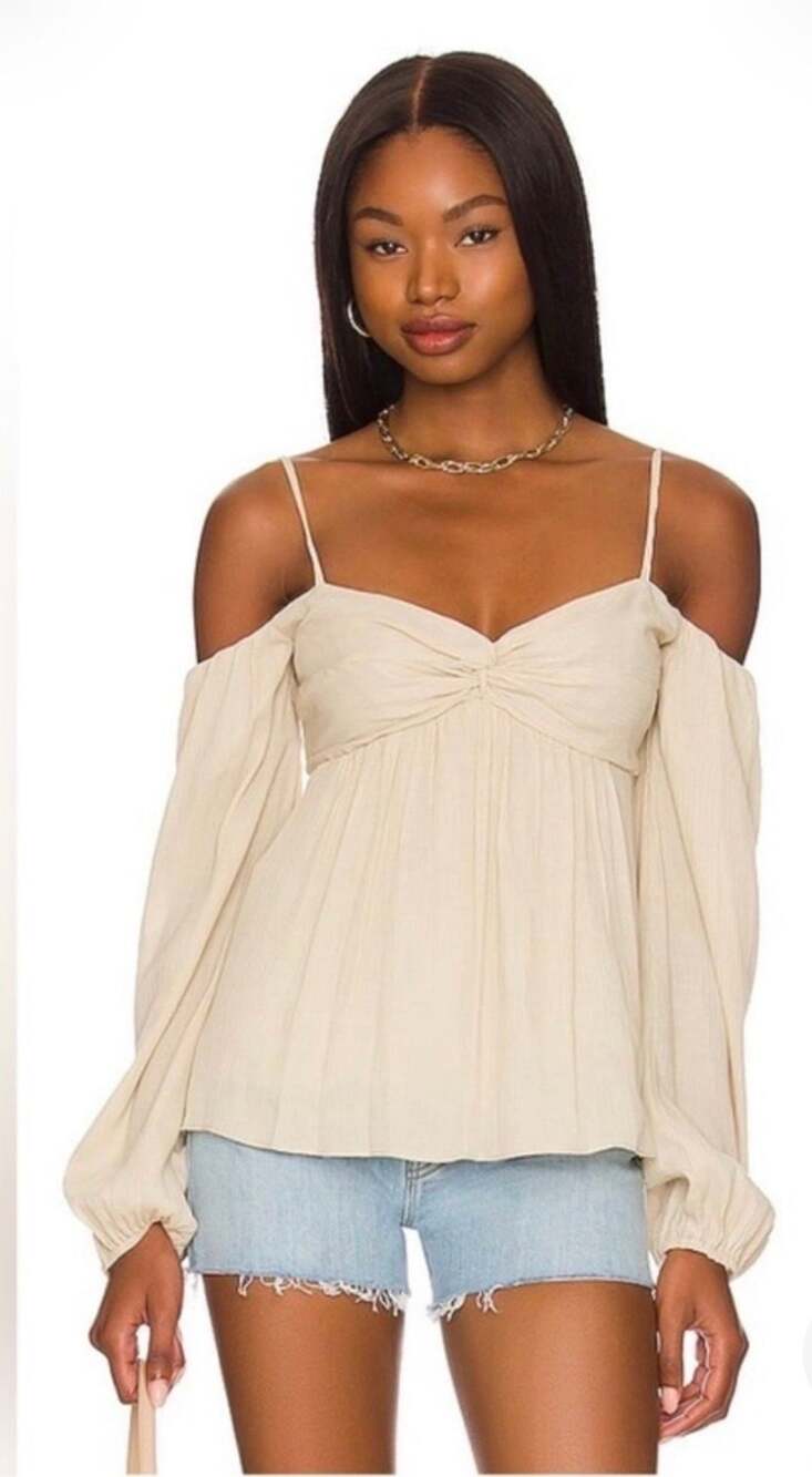 Bailey 44 Mariko Top Size XS Cream Off-Shoulder Long Sleeve